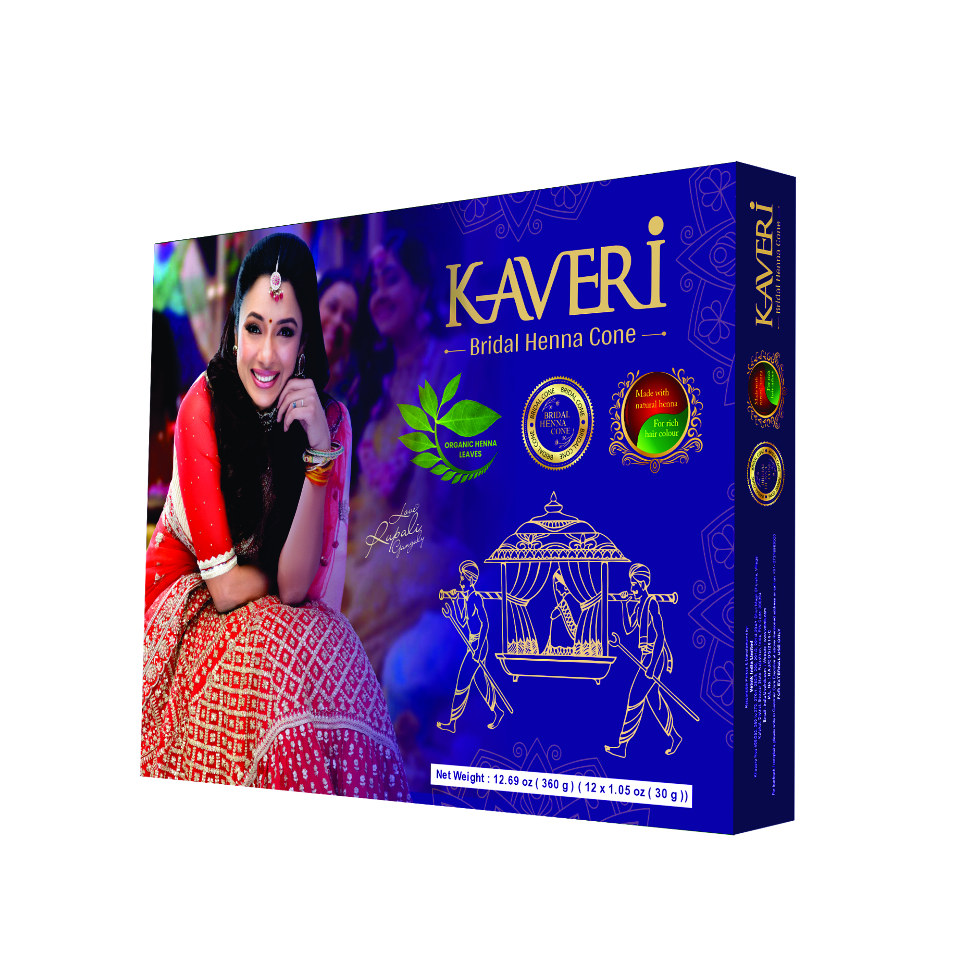 Kaveri Natural Henna Bridal Mehandi Cones for Hands & Hair Herbal Rajasthani Henna Paste in Natural Dark Brown Color With Nilgiri Oil for Dulhan Wedding Occasion Instant Mehendi Cone