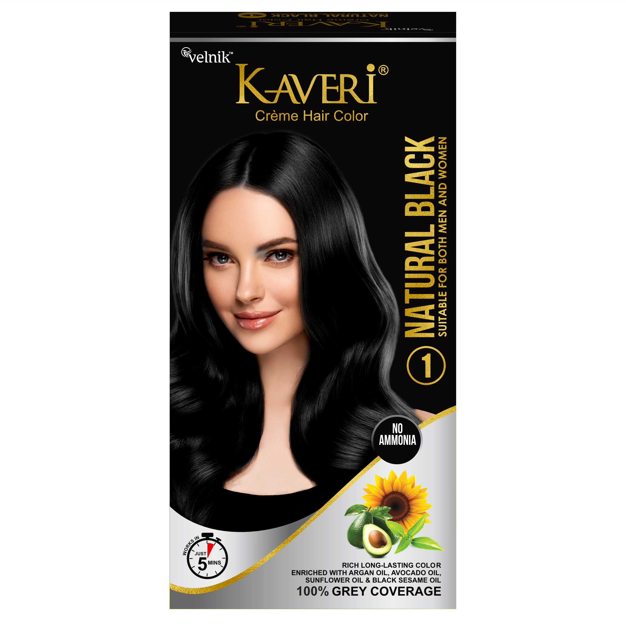 Kaveri Creme Hair Color - Organic Hair Colour With Grey Coverage - Long Lasting Conditioning Hair Color - For Natural Looking Results - Pack Of 3