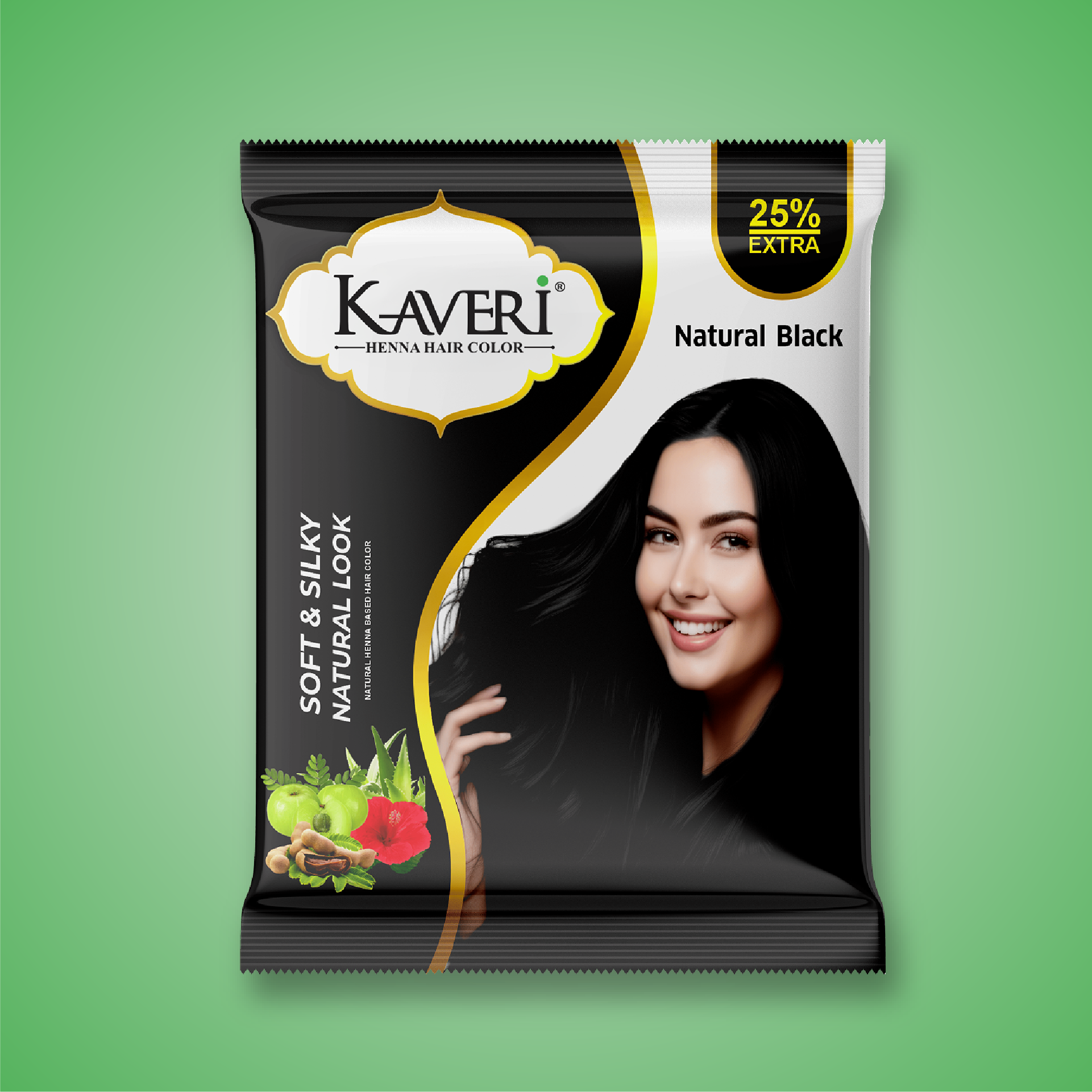 Kaveri Black Henna for Hair – Natural Black Hair Color | 100g | Pack of 10 & 20