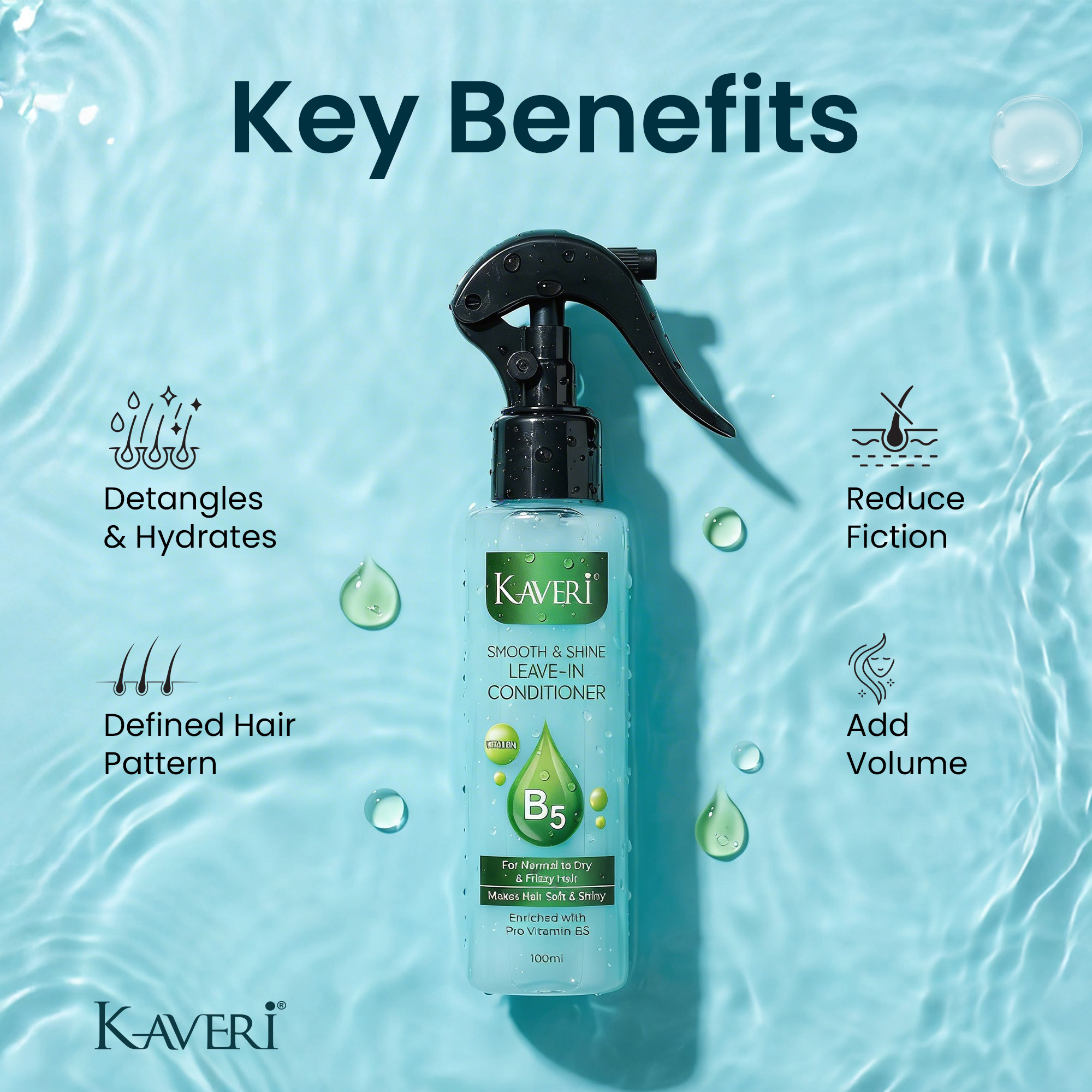 Kaveri Leave In Conditioner | Mango Butter & Ginseng Root Extract | Softer Smoother Hair & Frizz Control | For Dry, Curl, Wavy & Frizzy 100 Ml - Image 4