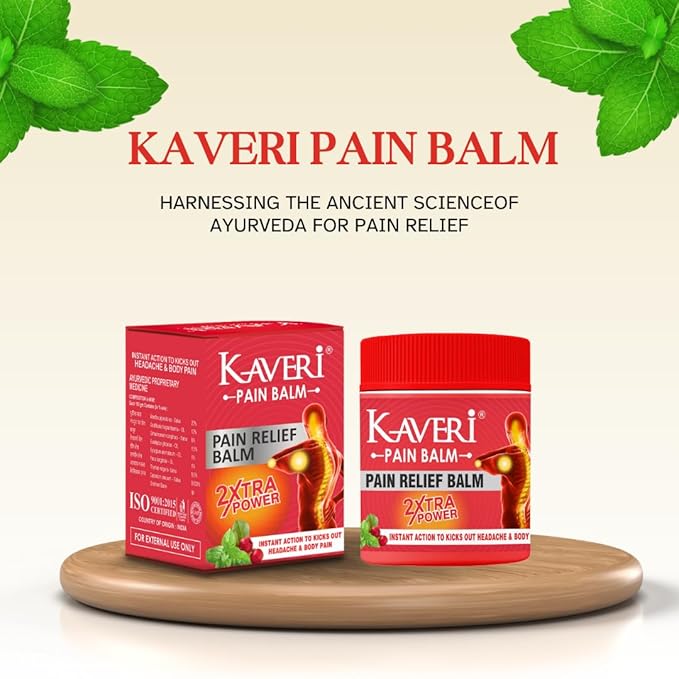 Kaveri Pain balm 2X Xtra PowerAyurvedic balm for effective Relief from Headache and Body pain,Sprain Muscle Pain, Joint Pain, Knee Pain and Cold (pack of 10, 8gm each) - Image 2
