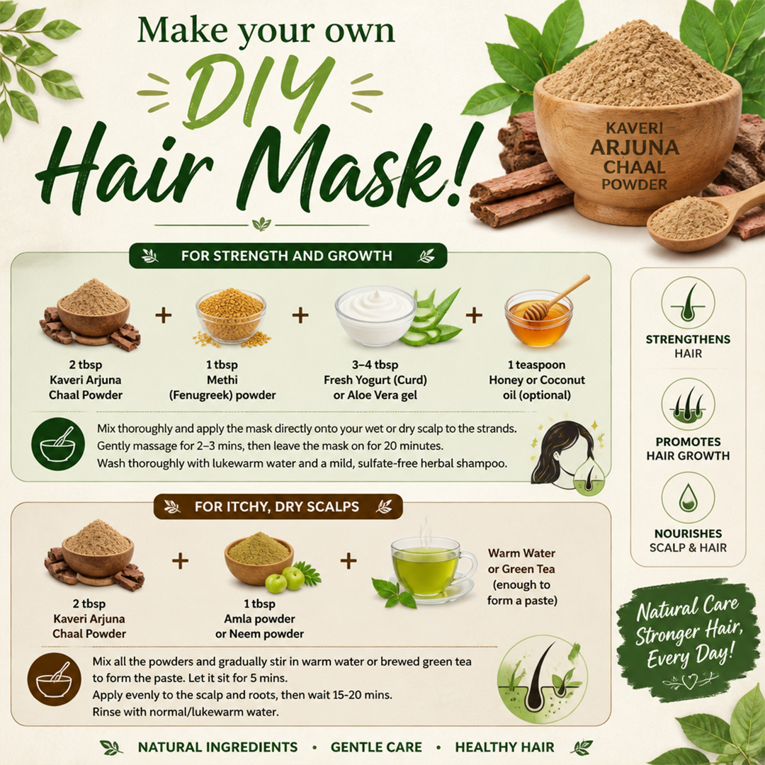 Kaveri Arjun Chaal Powder for Healthy Skin & Strong Hair |Arjun Bark Powder| Pure Ayurvedic Herbal Powder for Face Pack Scalp Care & Hair Nourishment | Chemical & Preservatives Free 200g - Image 8