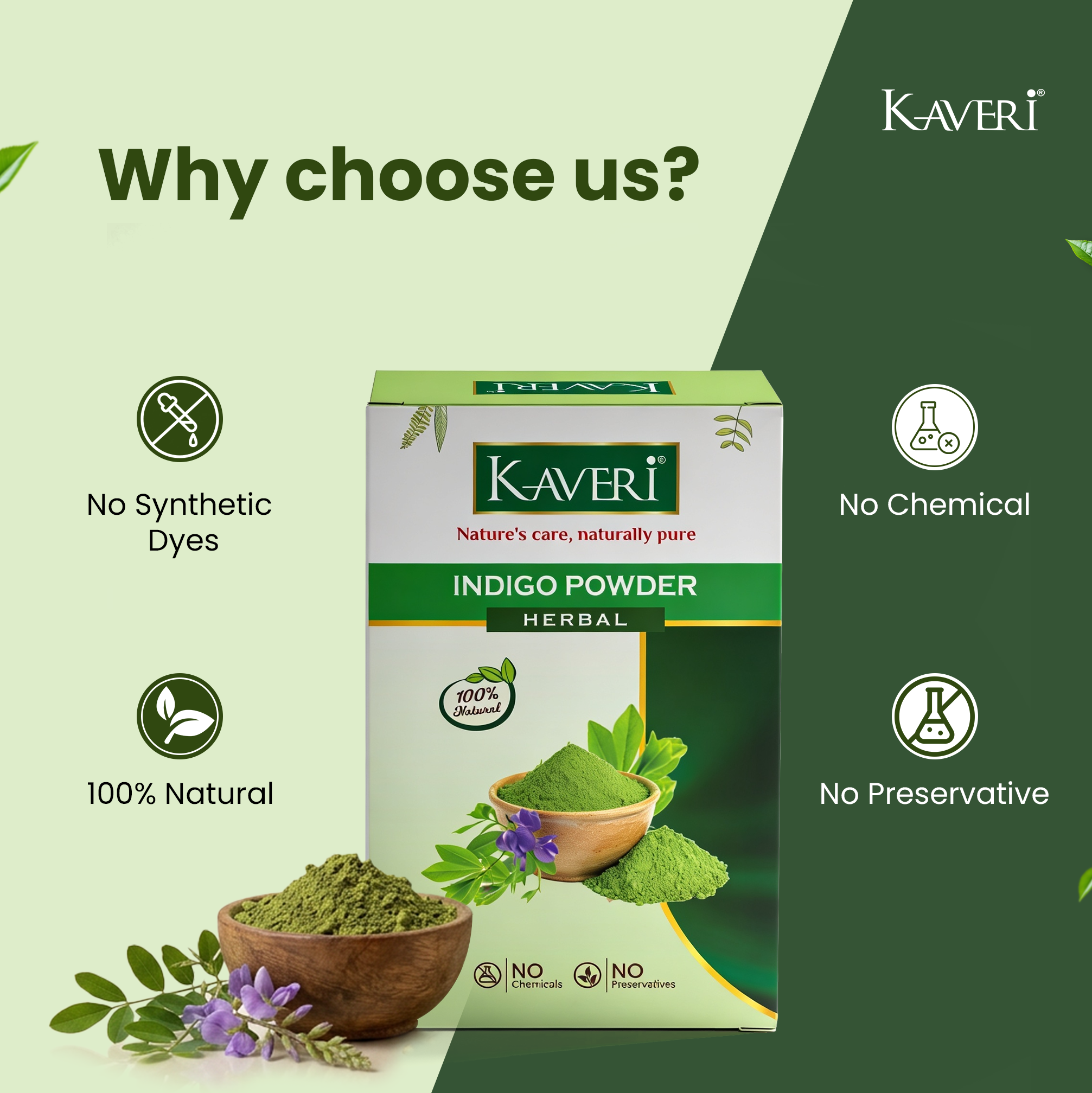 Kaveri Herbal & Organic Indigo Powder for Natural Black Hair Color Chemical-Free Helps Protect Hair from Damage and Supports Healthy Hair 200g - Image 7