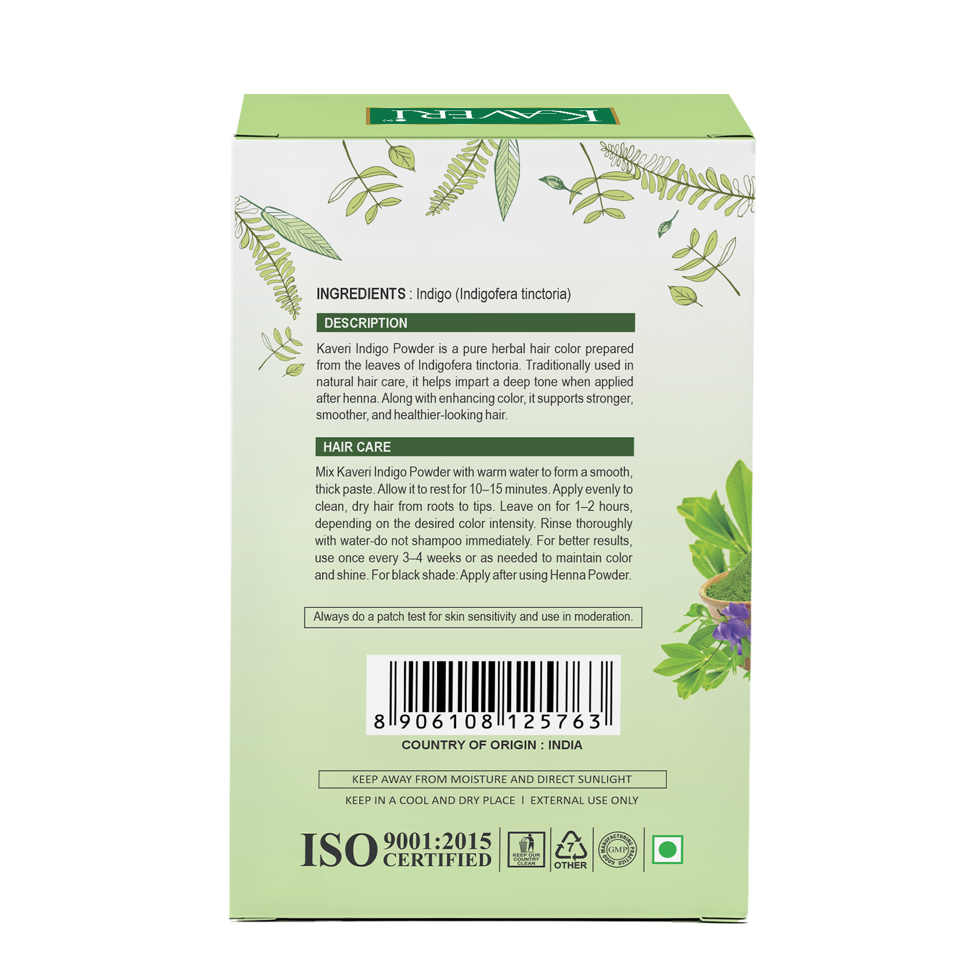 Kaveri Herbal & Organic Indigo Powder for Natural Black Hair Color Chemical-Free Helps Protect Hair from Damage and Supports Healthy Hair 200g - Image 2