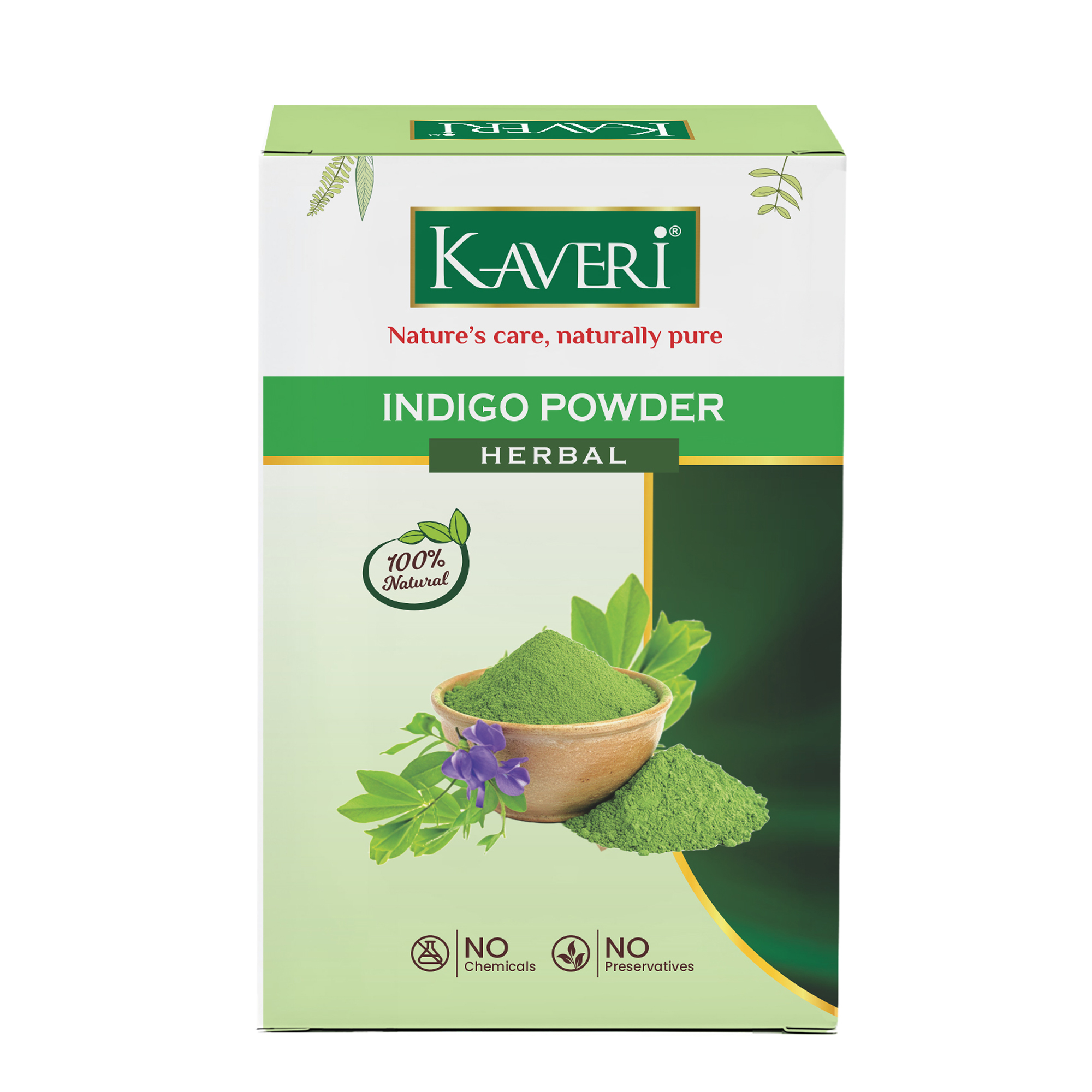 Kaveri Herbal & Organic Indigo Powder for Natural Black Hair Color Chemical-Free Helps Protect Hair from Damage and Supports Healthy Hair 200g