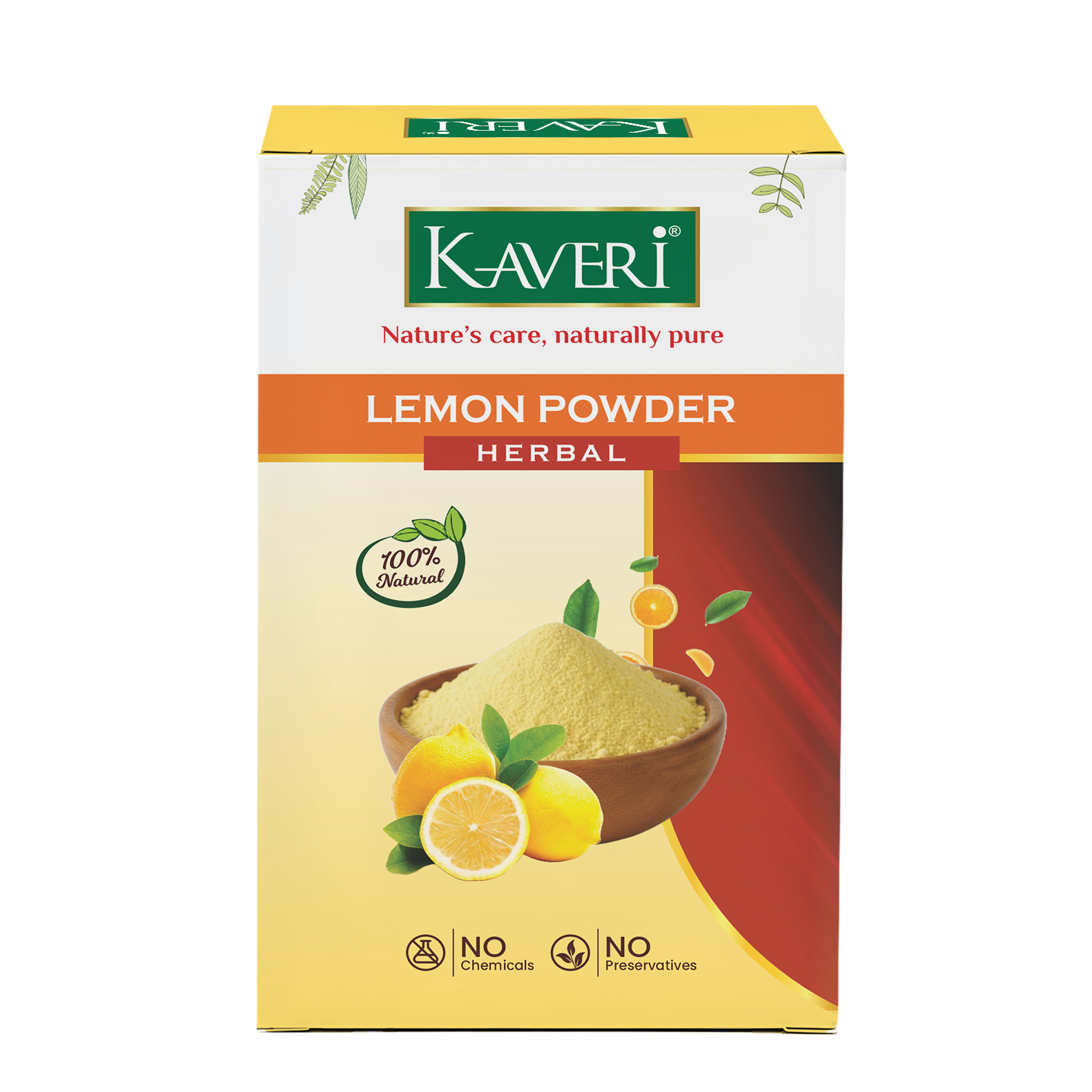 Kaveri Lemon Powder for Hair & Skin Care | Natural Lemon Peel Powder | Herbal Face Pack & Hair Mask | Supports Oil Control & Glowing Skin | Chemicals & Preservatives Free 200g