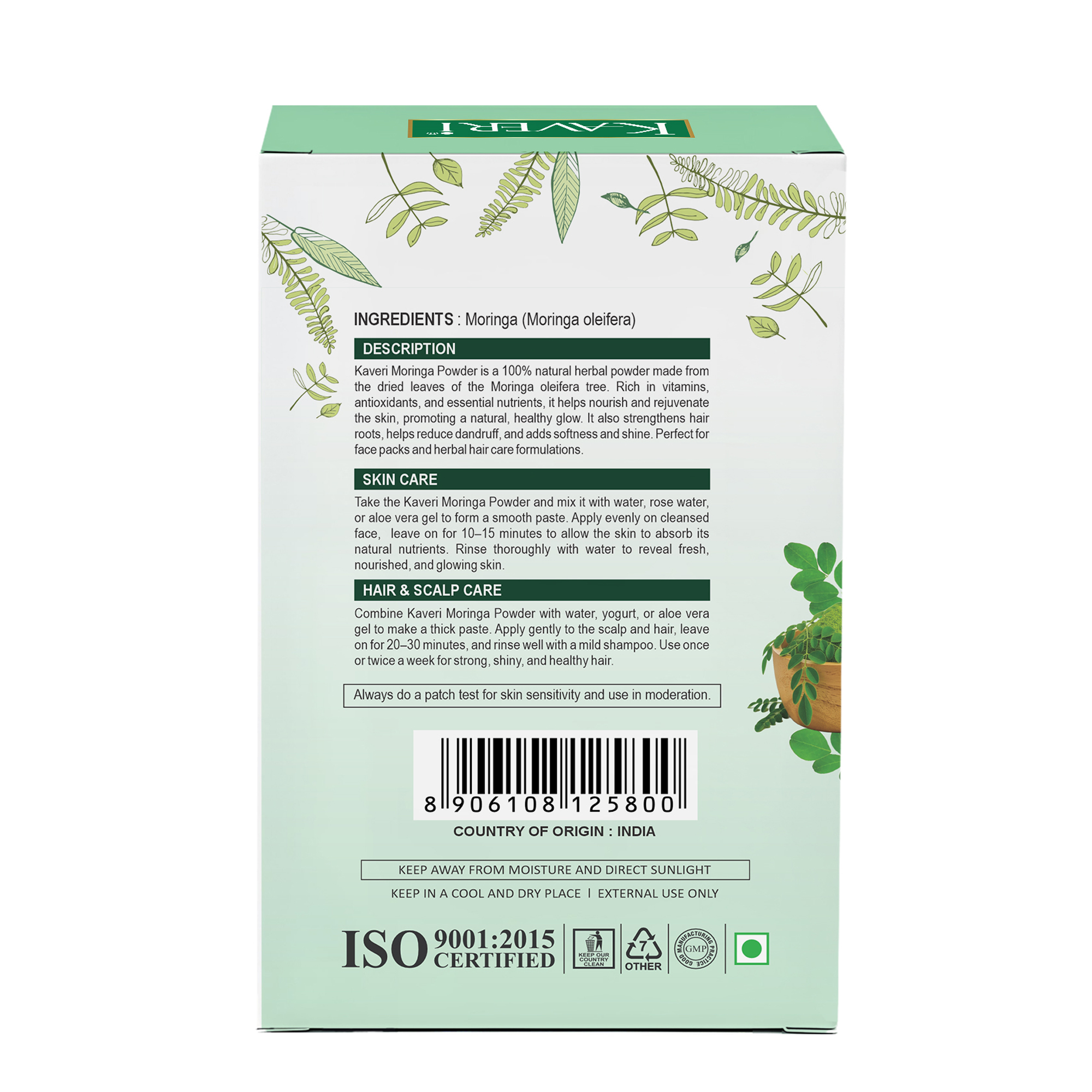 Kaveri Moringa Powder for Hair & Skin Care | Natural Moringa Leaf Powder | Herbal Face Pack & Hair Mask | Supports Healthy Hair & Glowing Skin | Chemicals & Preservatives Free 200g - Image 2
