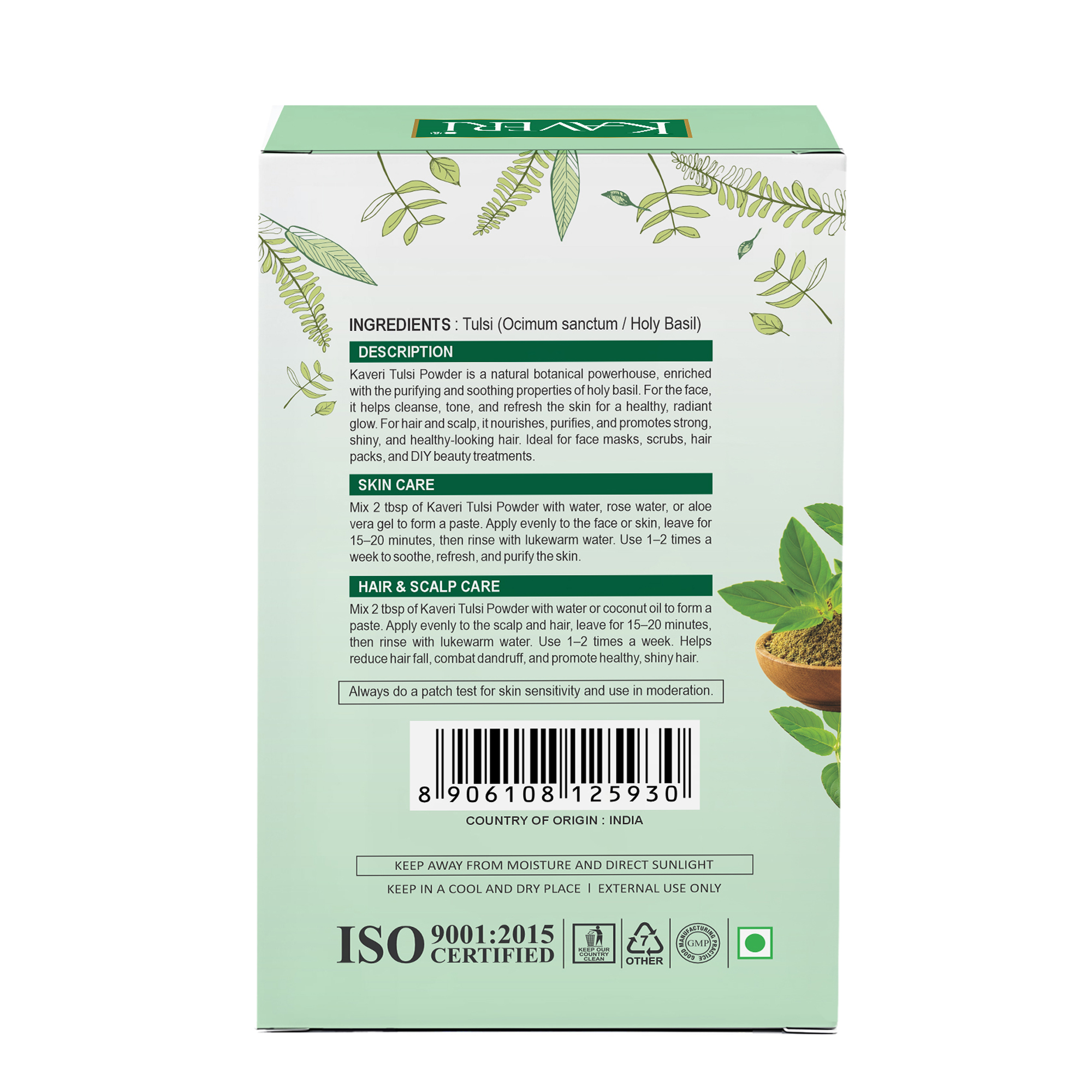 Kaveri Tulsi Powder for Skin & Hair Care | Natural Holy Basil Powder | Herbal Face Pack & Hair Mask | Helps Control Dandruff & Refresh Skin | Chemicals & Preservatives Free 200g - Image 2
